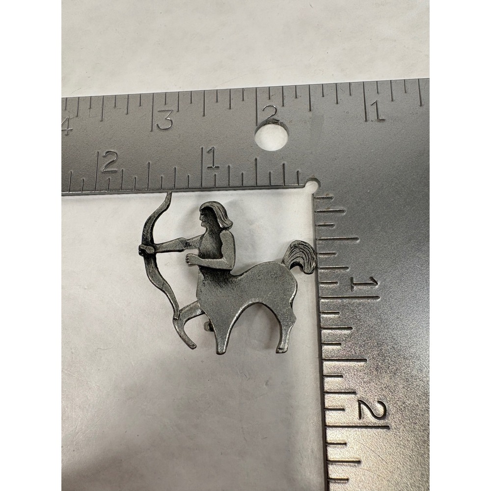 Vintage Metzke Pewter Centaur Archer Brooch Sagittarius Zodiac Pin Mythology - Picture 4 of 4